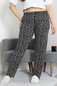 Viskon Büyük Beden Pijama Altı Siyahçiçek - 52330.1731.