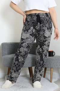 Viskon Büyük Beden Pijama Altı Siyahdesenli - 52330.1731.