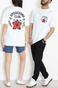 Baskılı Ünisex Kompakt Penye Tişört Beyazkırmızı - 55149.1872.