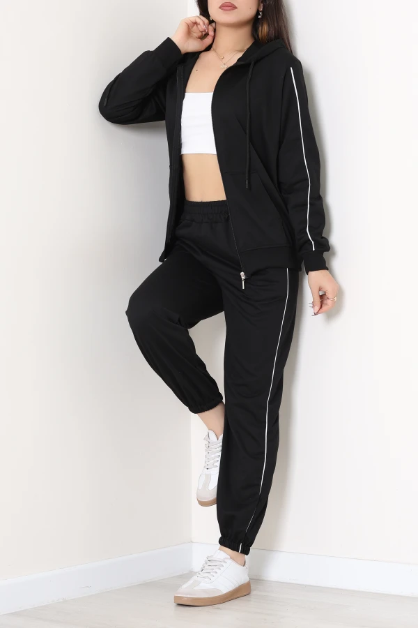 Biyeli İki İplik Eşofman Takımı Siyah - 50954.1878.