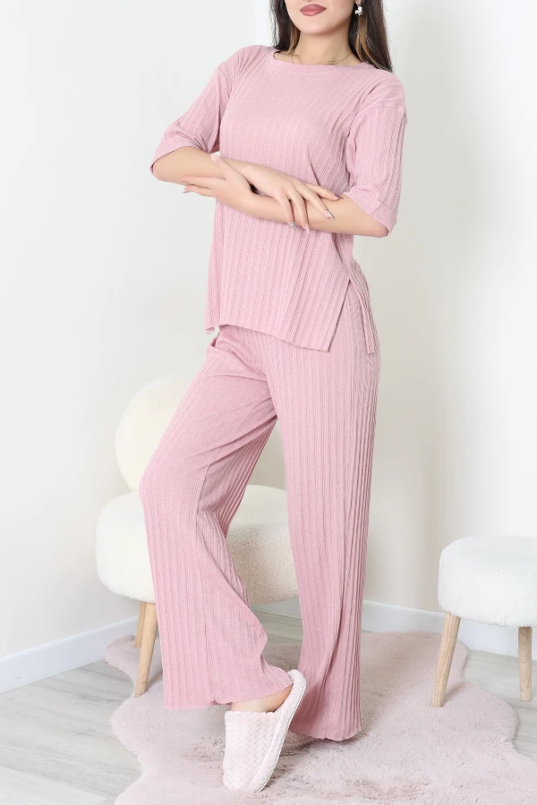 Fitilli Kumaş Pijama Takımı Pembe - 52302.1567.
