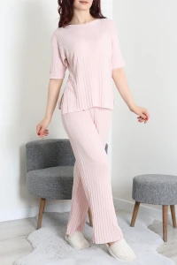 Fitilli Kumaş Pijama Takımı Pudra - 52302.1567.