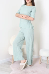 Fitilli Kumaş Pijama Takımı Mint - 52302.1567.