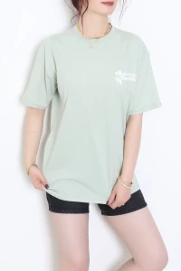 Baskılı Ünisex Kompakt Penye Tişört Açıkmint - 55149.1872.