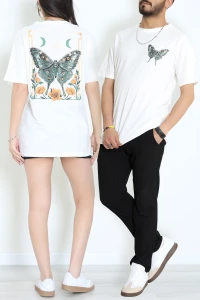 Baskılı Ünisex Kompakt Penye Tişört Ekruyeşil - 55149.1872.