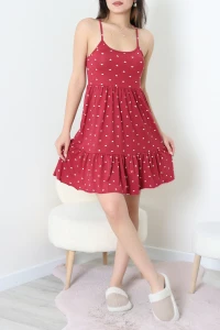 Milan Askılı Gecelik Elbise Bordo - 70183.1857.