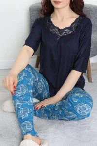 Dantelli Pijama Takımı Lacivert - 71502.1773.