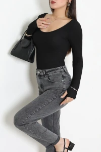 Bürümcük Kumaş Bluz Siyah - 292.1247.