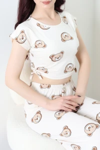 Milan Büzgülü Pijama Takımı Krem - 32254.1857.