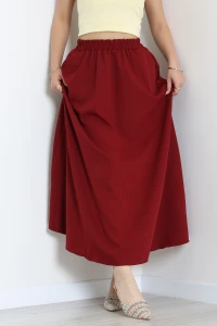 Dabıl Kumaş Cepli Etek Bordo - 43952.1884.