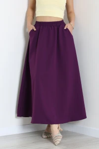 Dabıl Kumaş Cepli Etek Mor - 43952.1884.