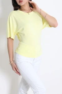 Arka Bağlamalı Modal Bluz Sarı - 71161.1388.