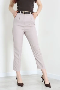 Dabıl Kumaş Cepli Kemerli Pantolon Taş - 71501.1920.