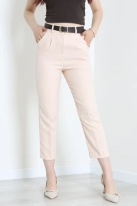 Dabıl Kumaş Cepli Kemerli Pantolon Krem - 71501.1920.