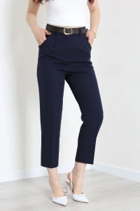 Dabıl Kumaş Cepli Kemerli Pantolon Lacivert - 71501.1920.