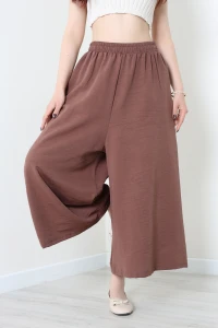 Keten Görünümlü Etek Pantolon Açıkkahve - 80872.147.
