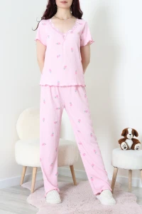Kurdeleli Bürümcük Pijama Takımı Pembe - 52339.2159.