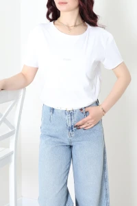 Baskılı Penye Tişört Beyaz - 55122.2142.