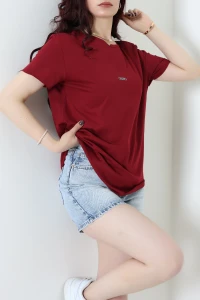 Baskılı Penye Tişört Bordo - 55122.2142.