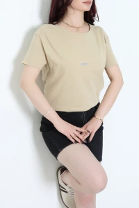 Baskılı Penye Tişört Taş - 55122.2142.