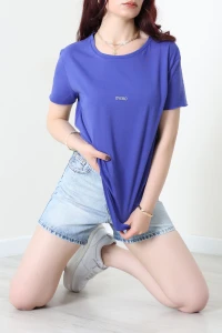 Baskılı Penye Tişört Saks - 55122.2142.