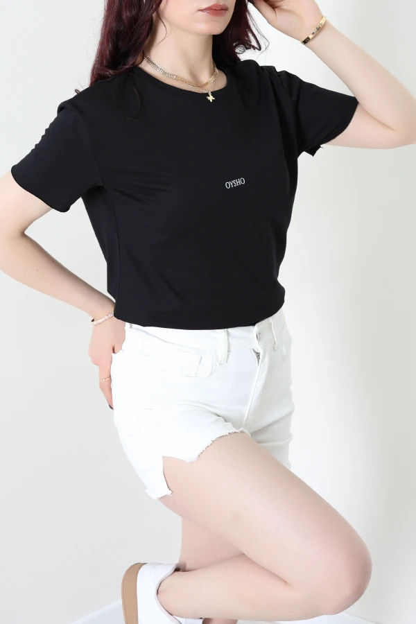 Baskılı Penye Tişört Siyah - 55122.2142.