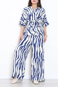 Dokuma Viskon Kimono Takım Saks - 55155.701.