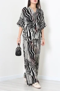 Dokuma Viskon Kimono Takım Siyah - 55155.701.