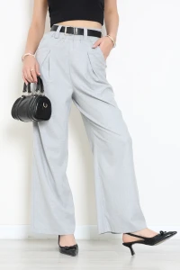 Kemer Aksesuarlı Poliviskon Pantolon Gri - 7728.1437.