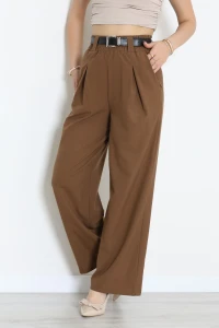 Kemer Aksesuarlı Poliviskon Pantolon Kahve - 7728.1437.