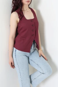 Premium Astarlı Poliviskon Yelek Bordo - 7828.1437.