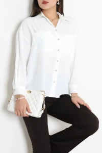 Çift Cepli Gömlek Beyaz - 8090.1437.