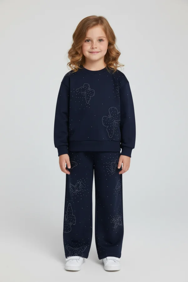 4-10 Yaş İki İplik Şardonsuz Çocuk Takım Lacivert - 55122.1776.