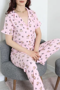 Bürümcük Fırfırlı Pijama Takımı Pudraayı - 127.1287.