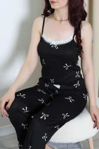 Cares İp Askılı Dantelli Altı Pijama Takım Siyah - 161.1287.