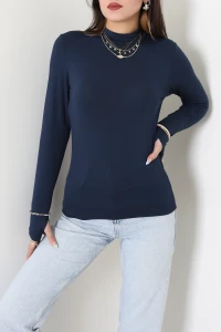 Parmak Geçmeli Bluz Lacivert - 21756.200.