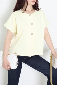 Scuba Kumaş Gold Düğmeli Ceket Sarı - 32456.2023.