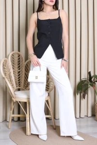 Astarlı Düğmeli Dabıl Yelek Siyah - 32458.1991.