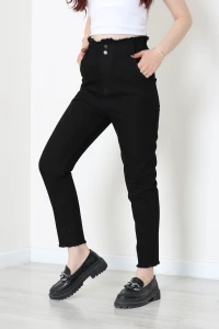 Bel Paça Püskül Büzgülü Mom Jean Siyah - 405204.2141.