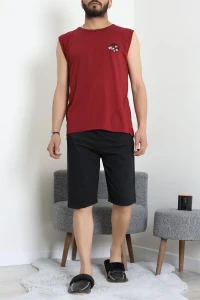Süprem Şortlu Erkek Pijama Takımı Bordo - 42983.1048.