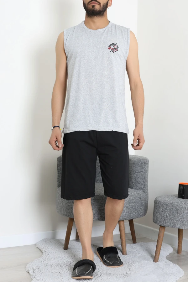 Süprem Şortlu Erkek Pijama Takımı Gri - 42983.1048.