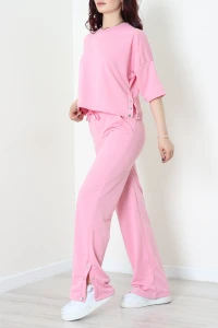 İki İplik Çıtçıt Detaylı Eşofman Takımı Pembe - 43964.1857.