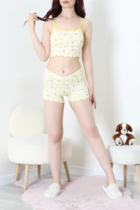 Pegasus İp Asklı Pedli Şortlu Pijama Takım Sarılimon - 52227.1783.