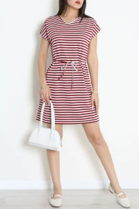 İki İplik Kemerli Elbise Bordo - 52288.053.