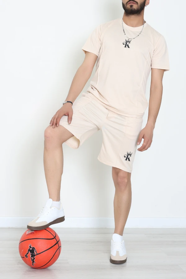 İki İplik Erkek Şortlu Takım Bej - 70965.1937.