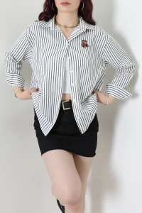 Ayıcık Detaylı Tunik Gömlek Beyaz - 8098.1437.