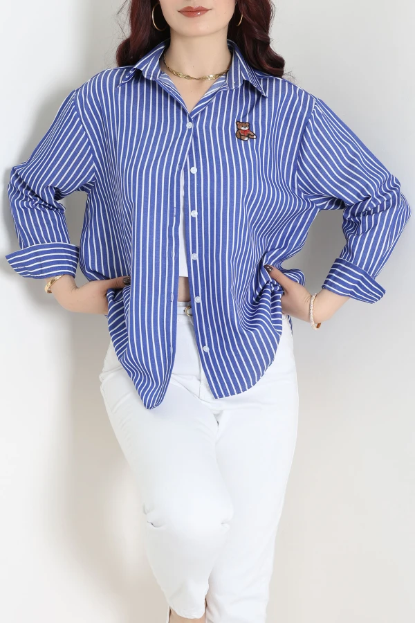 Ayıcık Detaylı Tunik Gömlek Lacivert - 8098.1437.