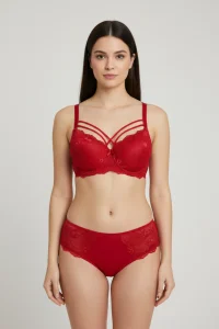 Çapraz İpli Dolgulu Sütyen Takım Kırmızı - 52335.2158.