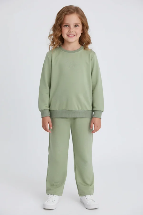 4-10 Yaş İki İplik Şardonsuz Çocuk Takım Haki - 55122.1776.