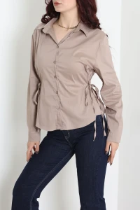 Yandan Bağlamalı Poplin Gömlek Vizon - 43939.2118.